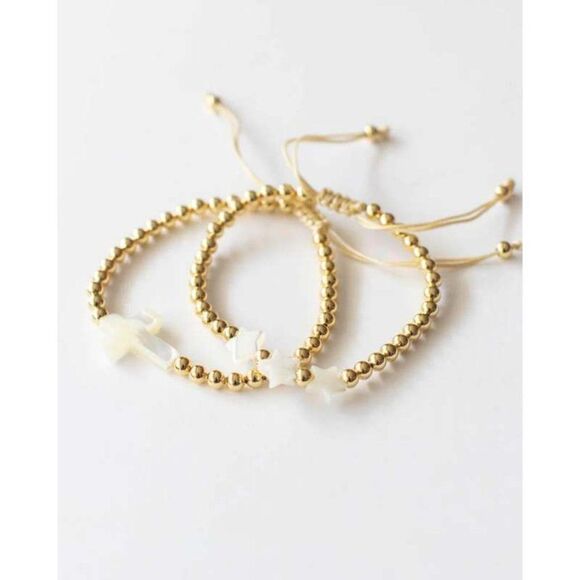 Fresh Water Pearl Cross Gold plated beaded adjustable bracelet - Picture 4 of 5